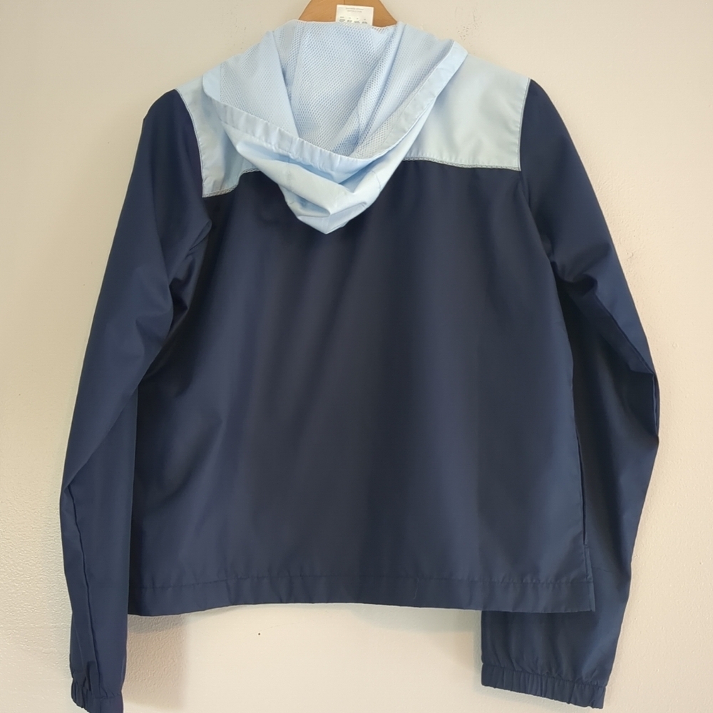 Adidas Windbreaker Women's Medium Navy Light Blue Spring Jacket Light Weight - Picture 3 of 8